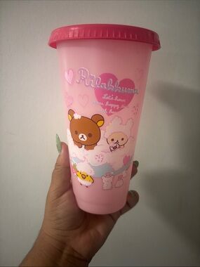 Pink Cute Character Drink Tumbler with Lid